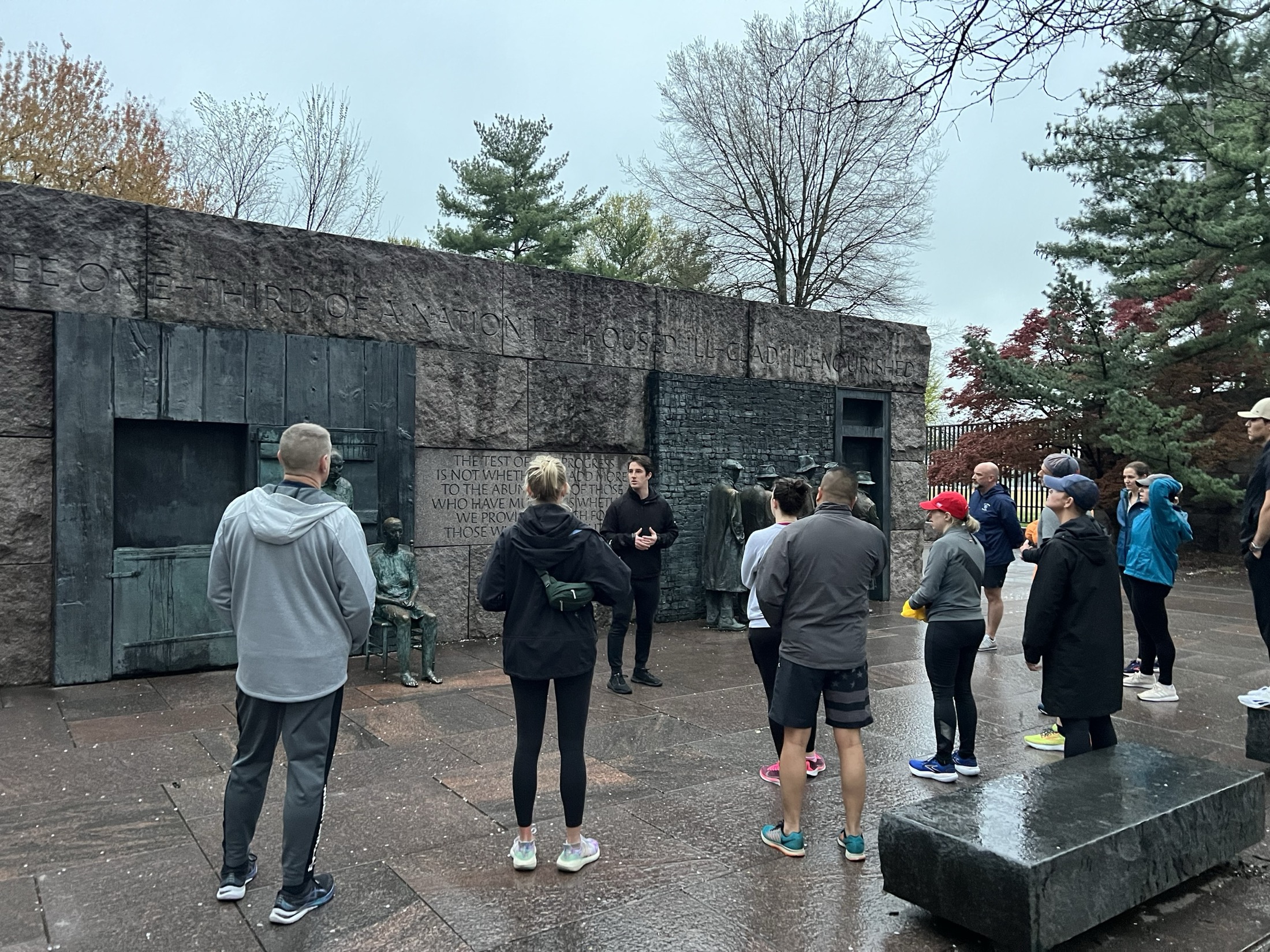 Danny Kenny speaking to a leadership cohort at the FDR Memorial in Washington, D.C.