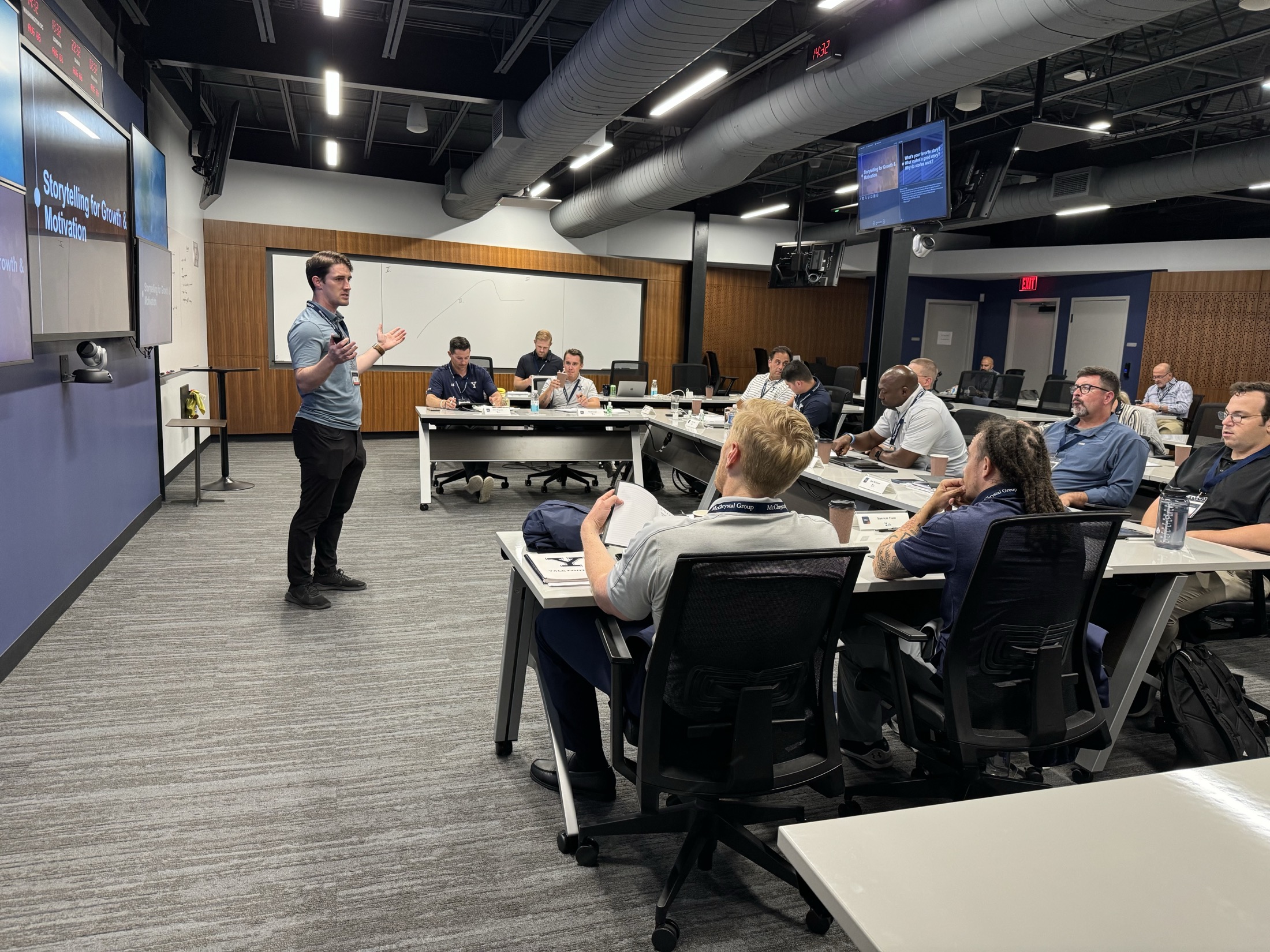 Danny Kenny presenting to the Yale Football coaching staff